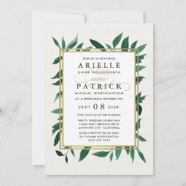 Inbjudan till Greenery Watercolor Rehearsal Dinner