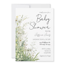 Inbjudan till Greenery Wildblomma Baby Shower