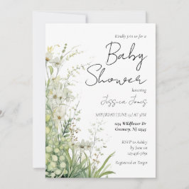 Inbjudan till Greenery Wildblomma Baby Shower