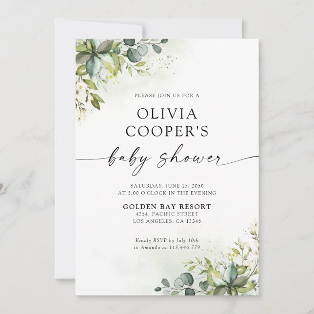 Inbjudan till Grey Baby Shower (Framsida)