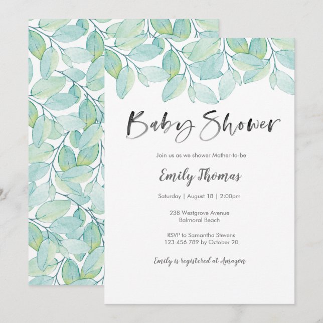 Inbjudan till Grey Baby Shower - könsneutral (Fram/baksida)