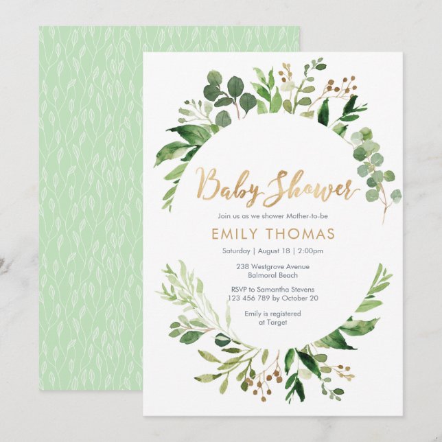 Inbjudan till Grey Baby Shower - könsneutral (Fram/baksida)