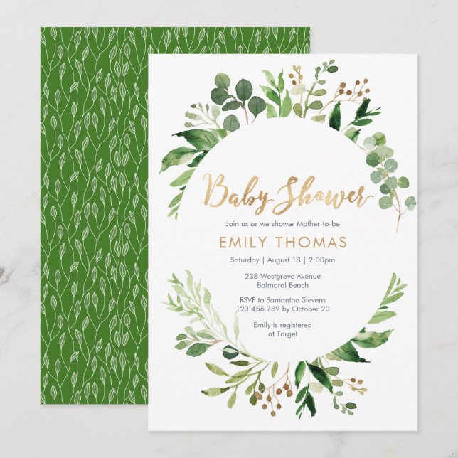 Inbjudan till Grey Baby Shower - könsneutral (Fram/baksida)