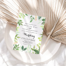 inbjudan till Grey Botanical Front & Back Wedding