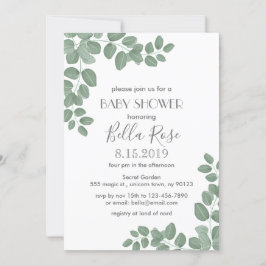 Inbjudan till Grey Eucalyptus Baby Shower
