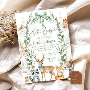 Inbjudan till Grey Forest Animal Baby Shower