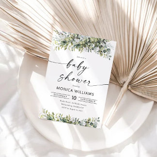 Inbjudan till Grey Herbal Baby Shower