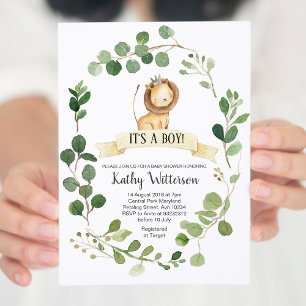 Inbjudan till Grey Lejon Baby Shower