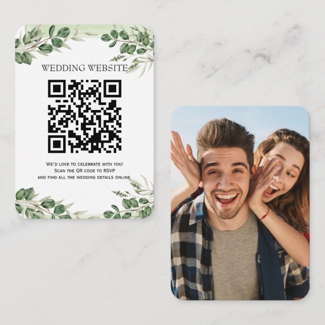 Inbjudan till Grey QR-kod och fotohölje (Fram/baksida)