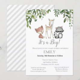 Inbjudan till Grey Woodland Animals - Babyskor
