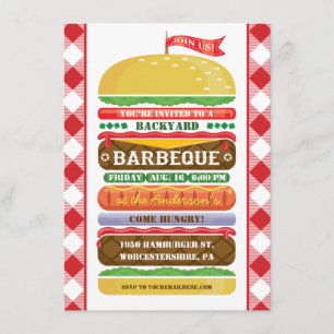 Inbjudan till grillfest med hög hamburgare