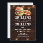 Inbjudan till grillning och kylning via BBQ 30års<br><div class="desc">Grillning och nedkylning av födelsedagsinbjudningar. Enkel att anpassa. All text är justerbar och lätt att ändra för dina egna behov i party. String ljus rustik bakgrund inslag. Roligt Chalkboard snurrar och blommar. Bilder av vattenfärghamburger och hotdog-bilder. Inbjudan till honom. Pub eller bakgårdens BQ-födelsedagsdesign. Ändra bara texten i alla åldrar.</div>