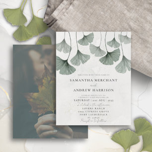 Inbjudan till Grönt av Watercolor Ginkgo Wedding