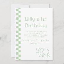 Inbjudan till grönt Baby Elephant Birthday