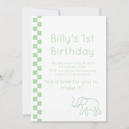 Inbjudan till grönt Baby Elephant Birthday