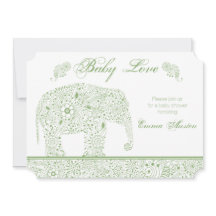 Inbjudan till grönt Baby Elephant Shower