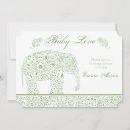 Inbjudan till grönt Baby Elephant Shower