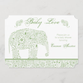 Inbjudan till grönt Baby Elephant Shower