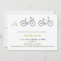 Inbjudan till grönt Bicycle Baby Shower