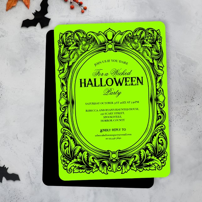 Inbjudan till grönt Black Halloween fest (Skapare uppladdad)