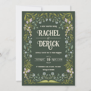 Inbjudan till grönt Blommigt Fairytale Wedding