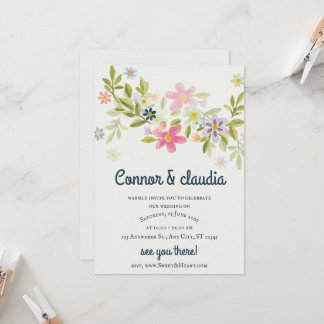 Inbjudan till grönt Blommigt för utsmyckningsbröll