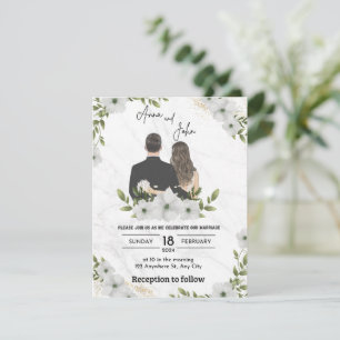 Inbjudan till grönt blomsterbröllop