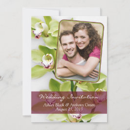 Inbjudan till grönt Cymbidium Orchid Photo Wedding