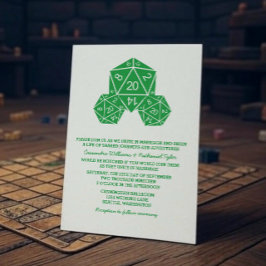 Inbjudan till grönt D20 Dice Wedding