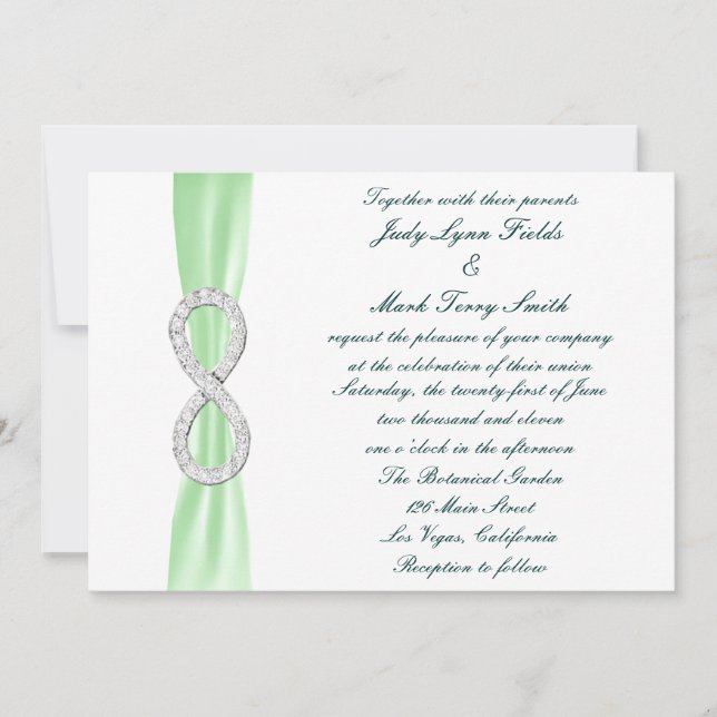 Inbjudan till grönt Diamond Ofinity Wedding (Framsida)