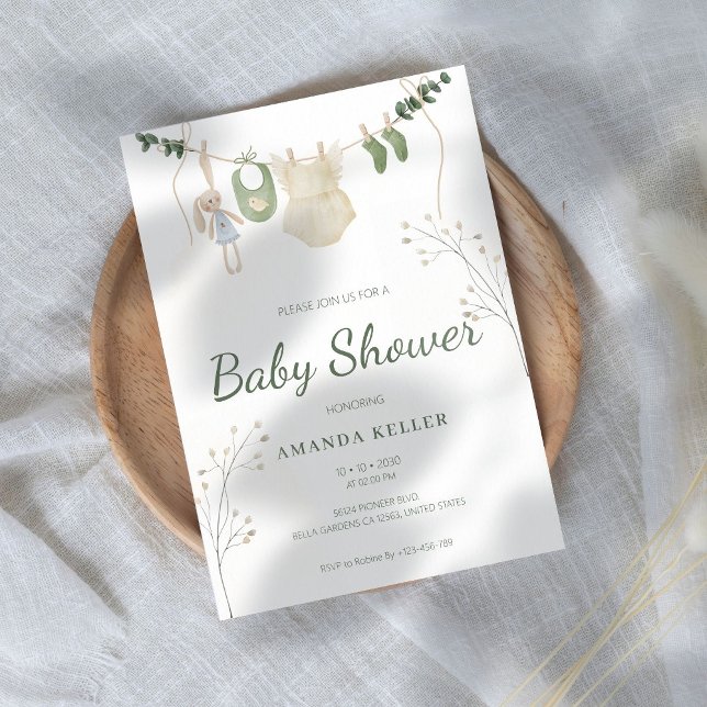 Inbjudan till grönt Eucalyptus Baby Shower (Skapare uppladdad)