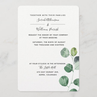 Inbjudan till grönt Eucalyptus Wedding