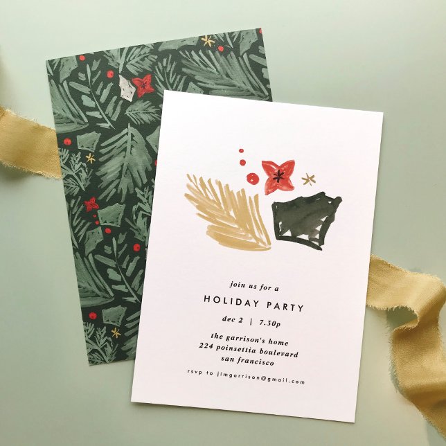 Inbjudan till grönt Festive Botanical Julfest (Skapare uppladdad)