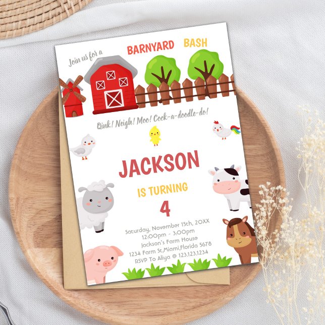 Inbjudan till grönt födelsedag (Green Farm Birthday Invitations)