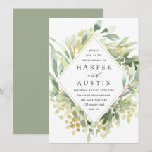 Inbjudan till grönt Foliage Botanical Wedding
