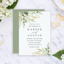 Inbjudan till grönt Foliage Botanical Wedding