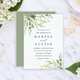 Inbjudan till grönt Foliage Botanical Wedding
