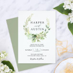 Inbjudan till grönt Foliage Wand Botanical Wedding<br><div class="desc">Denna bröllopsinbjudan med en vacker andedräkt bestående av löv i olika gröntar. Om du vill ha en mer avancerad anpassning av den här designen klickar du på knappen Anpassa. Matchande objekt är också tillgängliga.</div>