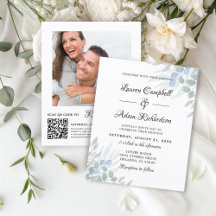 Inbjudan till Grönt för eukalyptus-bröllop för bud