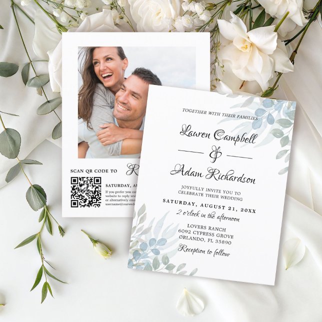 Inbjudan till Grönt för eukalyptus-bröllop för bud (Skapare uppladdad)