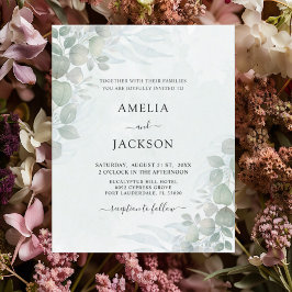 Inbjudan till Grönt för eukalyptus-bröllop för bud