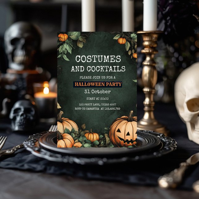 Inbjudan till grönt Halloween fest med Pumpkin (Skapare uppladdad)