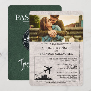 Inbjudan till grönt Ireland Passport Wedding