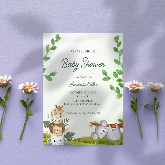 Inbjudan till grönt Jungle Baby Shower (Skapare uppladdad)