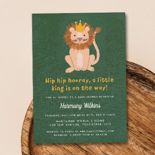 Inbjudan till grönt Little Kung Lejon Boy Shower