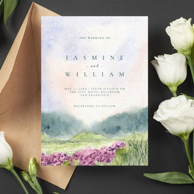 Inbjudan till grönt och Beige Watercolor Wedding (Skapare uppladdad)