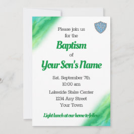 Inbjudan till grönt och blå LDS-baptism