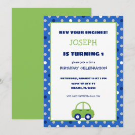 Inbjudan till grönt- och Blue Car-Barns födelsedag