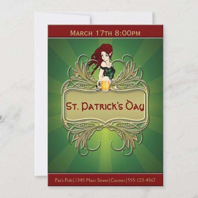Inbjudan till grönt och Guld St. Patrick Party (Framsida)