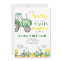 Inbjudan till grönt Tractor Birthday